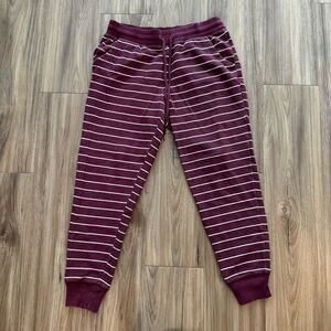 Aerie Maroon Burgundy and White Striped Jogger Sweatpants size M